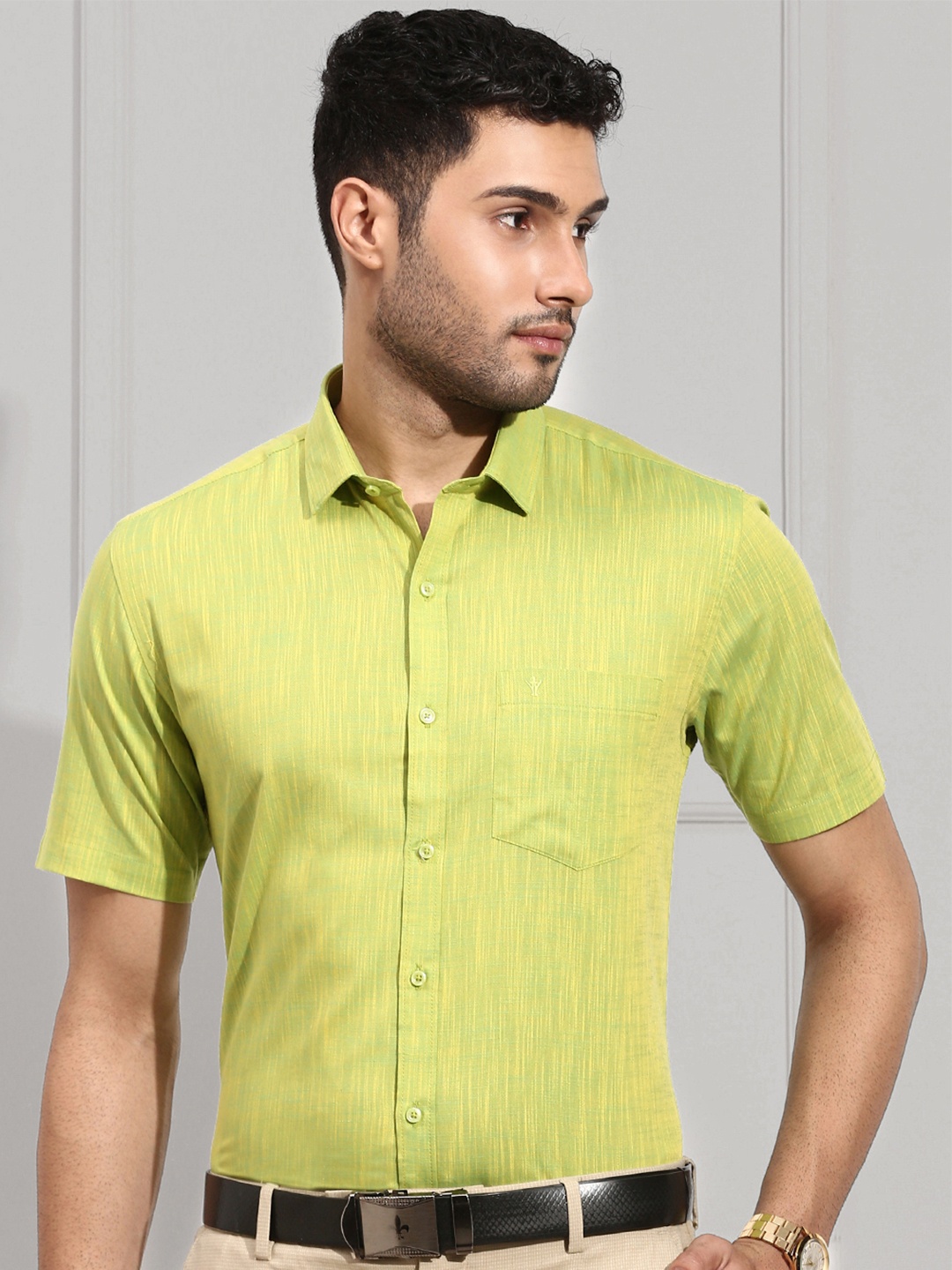 

Ramraj Regular Fit Cotton Formal Shirt, Green
