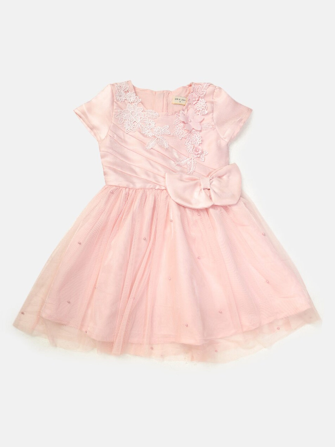 

Gini and Jony Self Design Embellished Dress, Pink