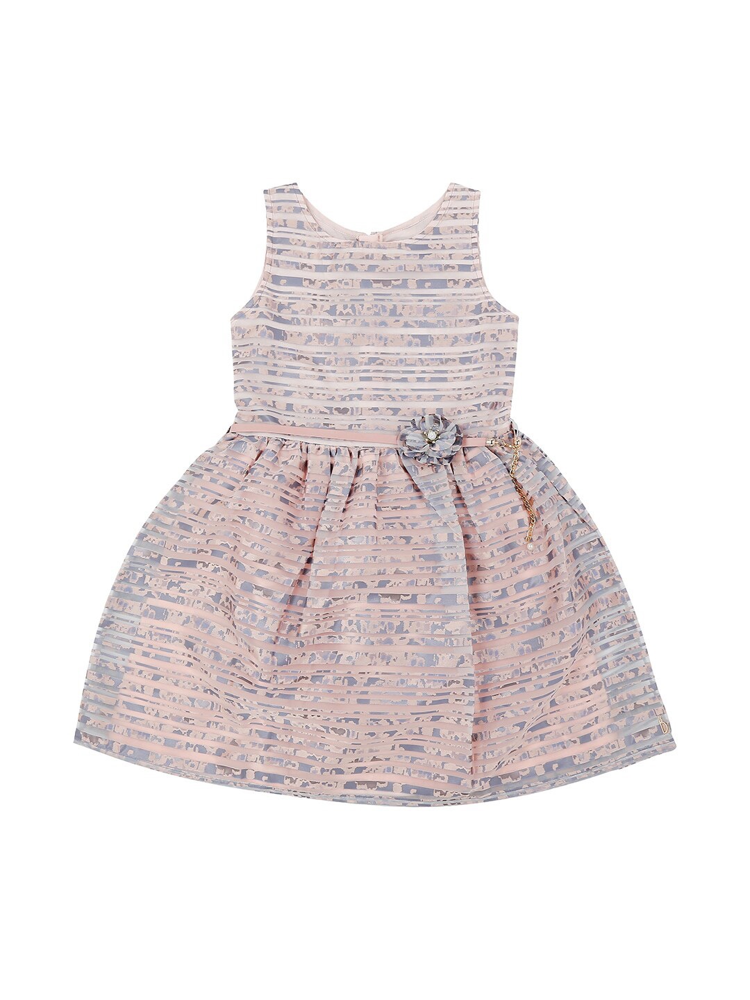 

Gini and Jony Girls Self Design Fit and Flare Dress, Pink