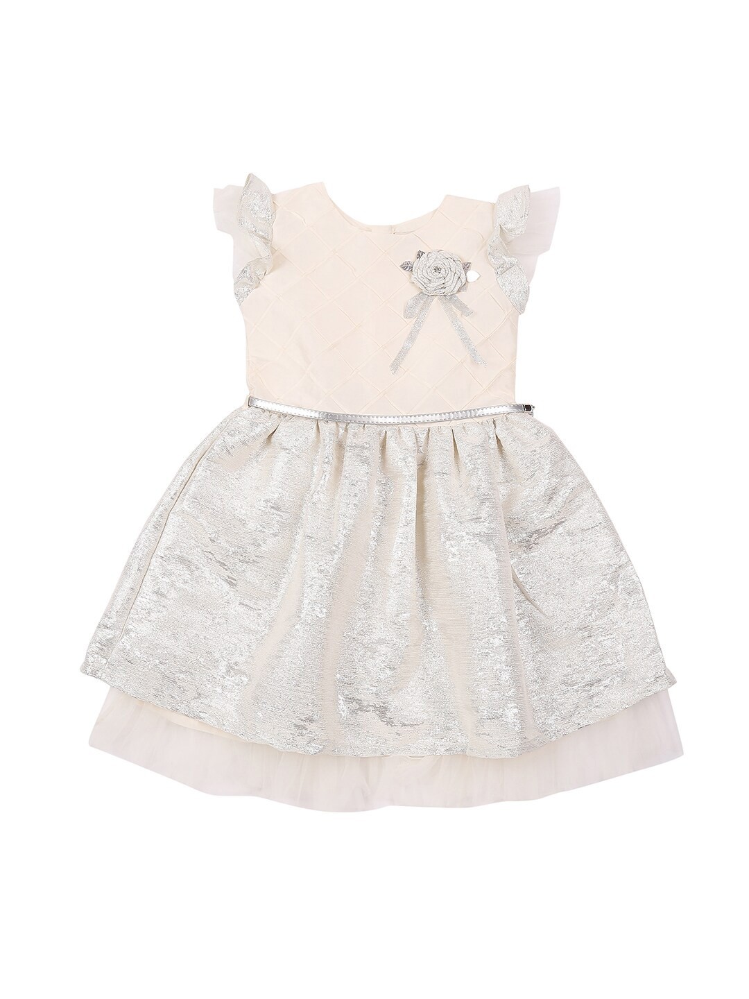 

Gini and Jony Flutter Sleeves Embellished Dress, Pink