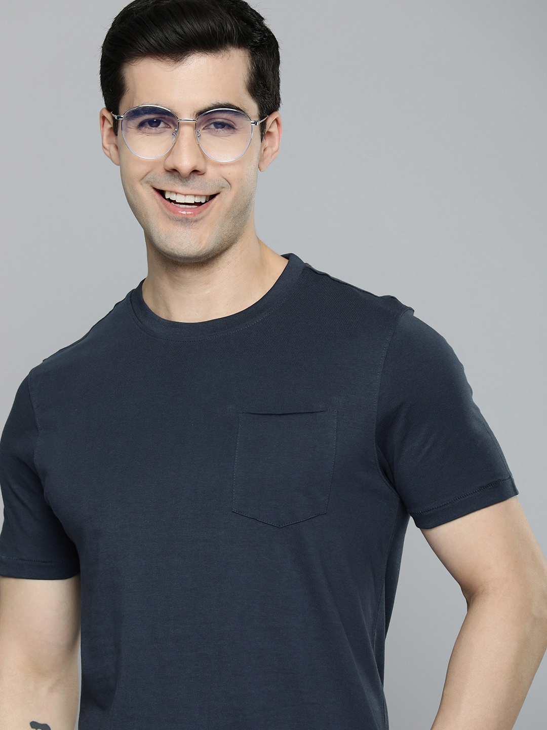 

Mast & Harbour Pure Cotton Bio Finish T-shirt, Navy blue