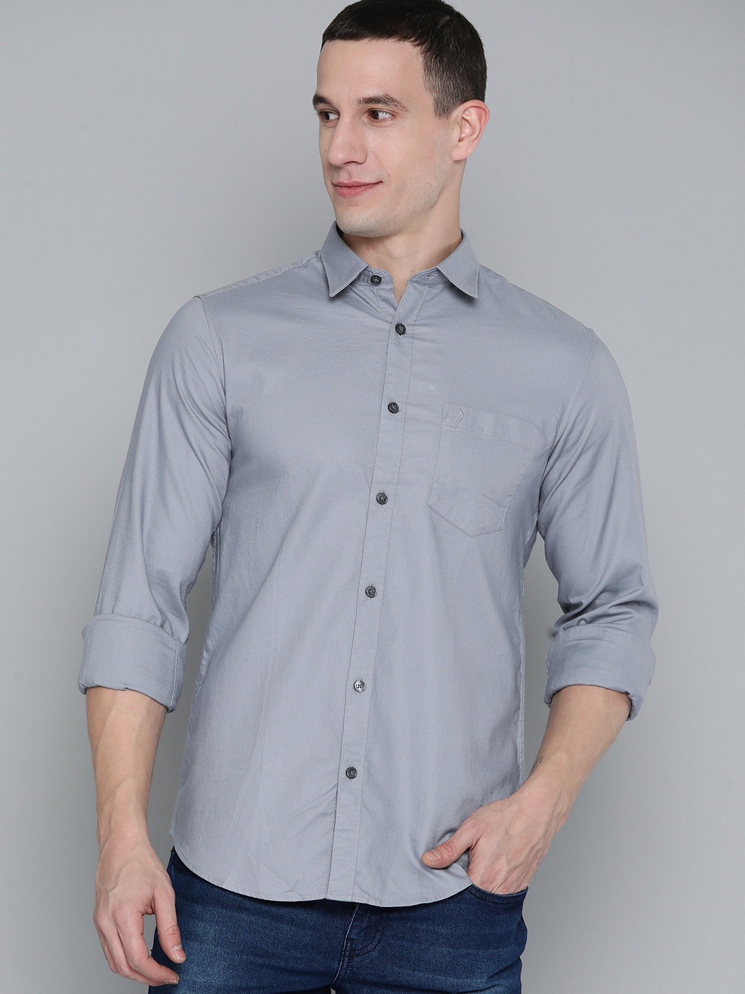 

Indian Terrain Men Slim Fit Pure Cotton Casual Shirt, Grey