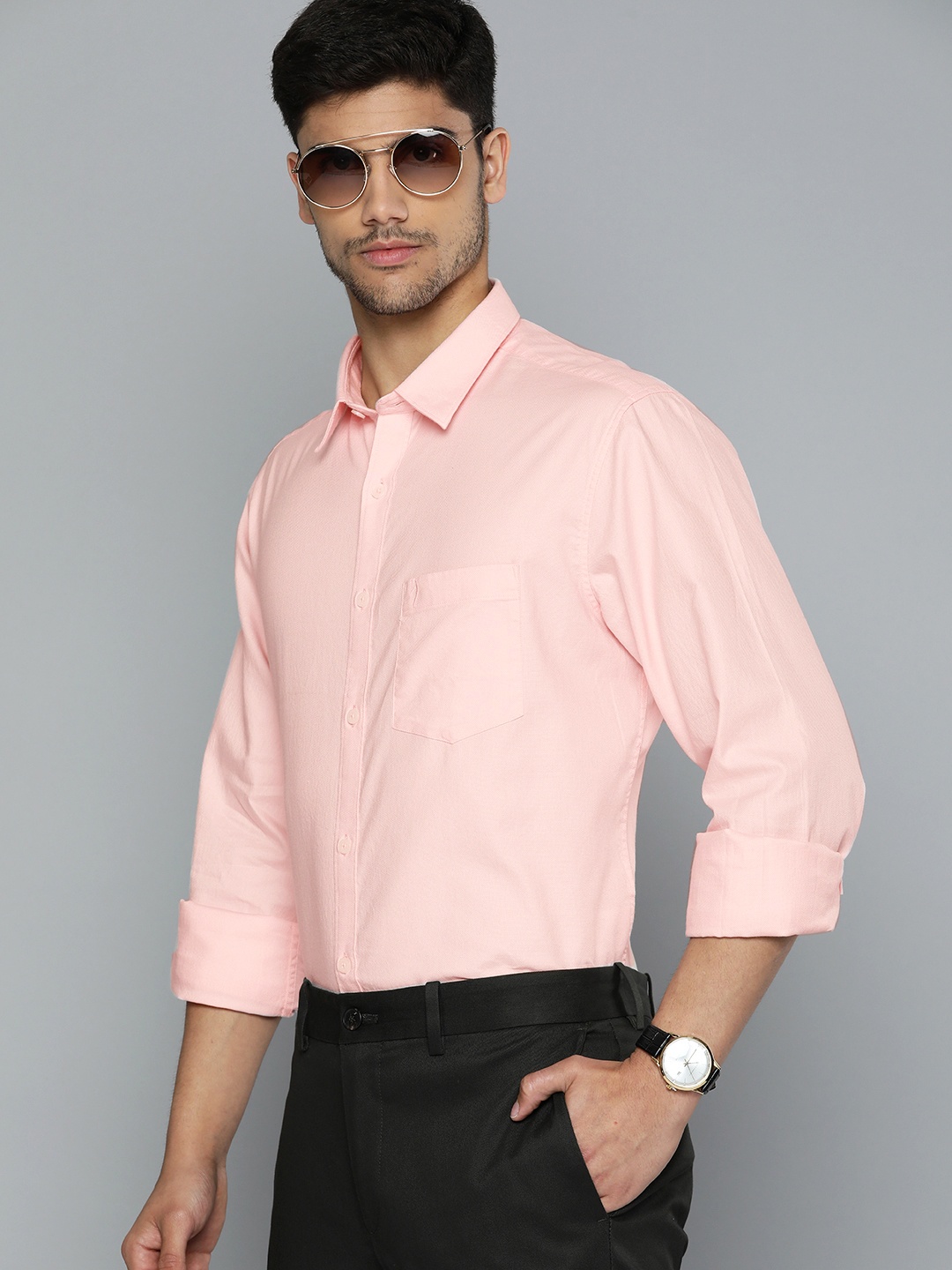 

Indian Terrain Pure Cotton Slim Fit Smart Casual Shirt, Pink