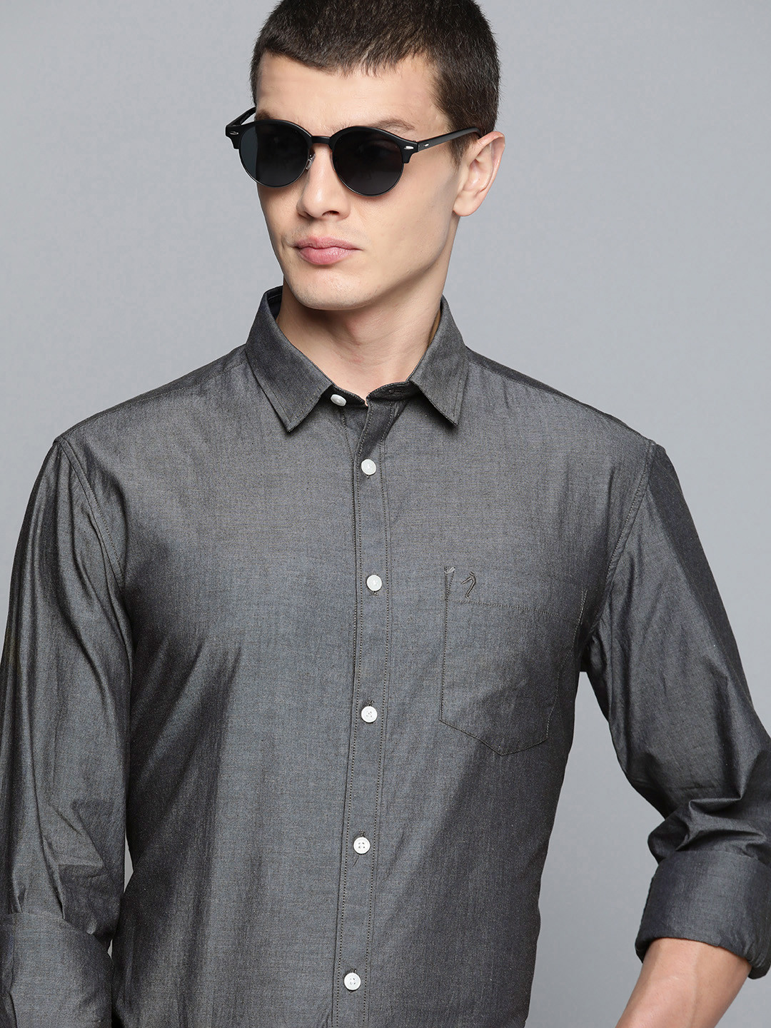 

Indian Terrain Men Charcoal Slim Fit Opaque Casual Shirt