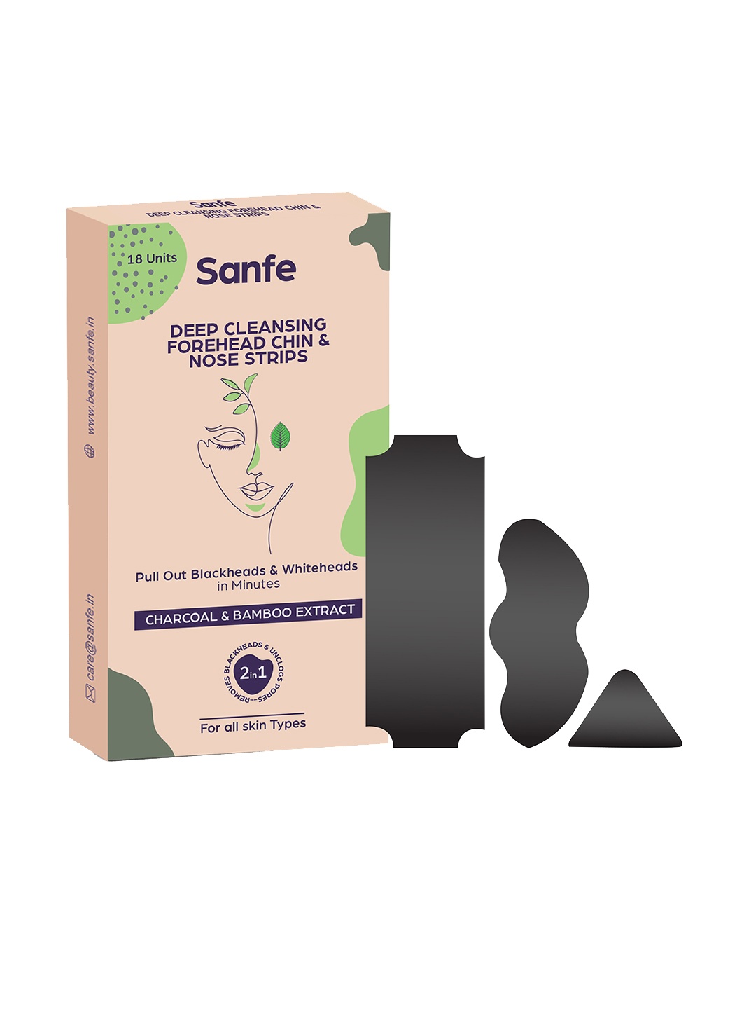 

Sanfe Deep Cleansing Forehead Chin & Nose Strips To Remove Blackheads & Whiteheads - 18Pcs, Black