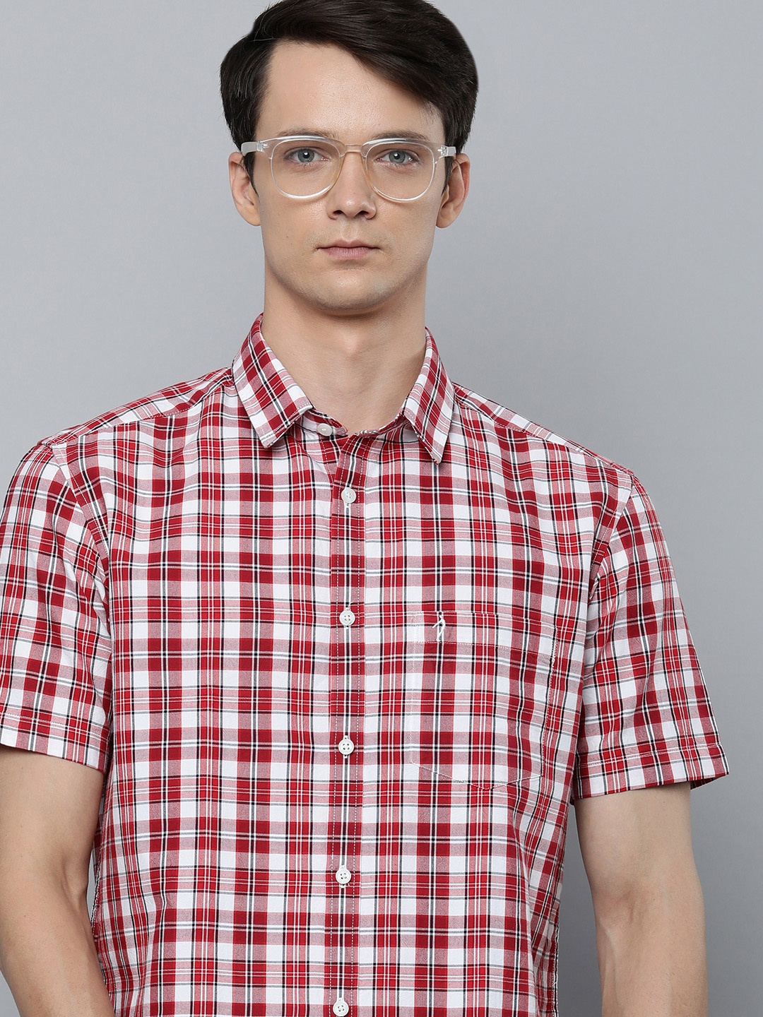

Indian Terrain Chiseled Slim Fit Tartan Checked Pure Cotton Casual Shirt, Red