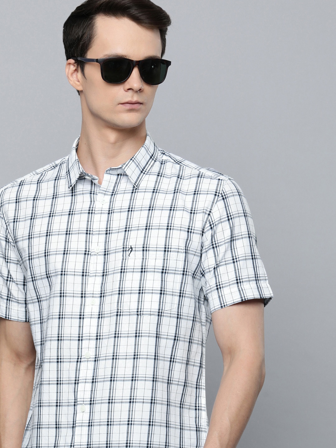 

Indian Terrain Men White Chiseled Slim Fit Tartan Checks Opaque Checked Casual Shirt