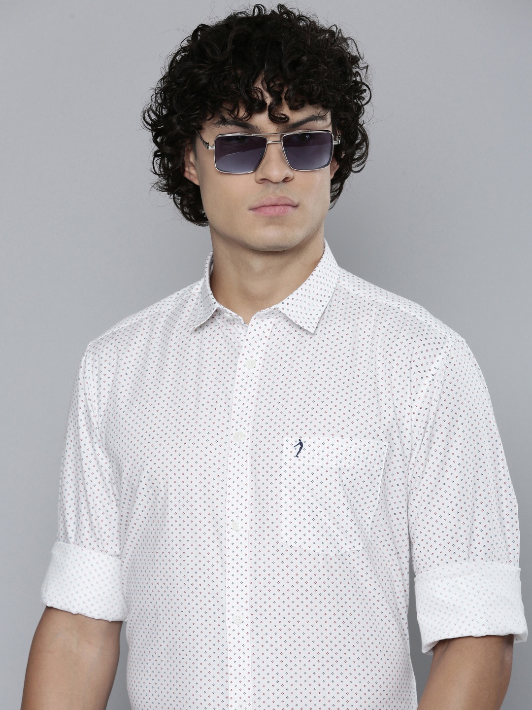 

Indian Terrain Men Chiseled Slim Fit Printed Pure Cotton Casual Shirt, White
