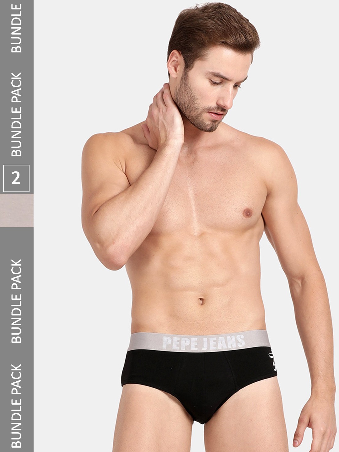 

Pepe Jeans Pack Of 2 Printed Cotton Anti-Microbial Basic Briefs 8904311371793, Black