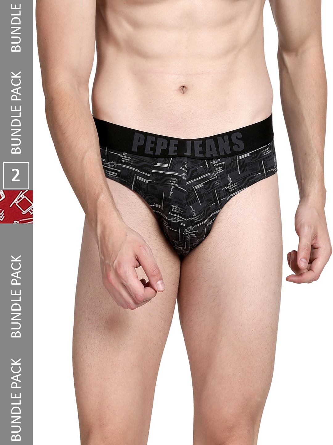 

Pepe Jeans Men Pack Of 2 Cotton Anti Microbial Low-Rise Basic Briefs- 8904311371656, Black