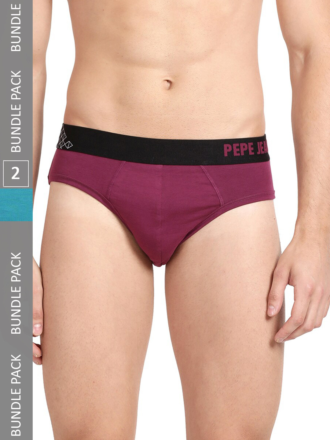 

Pepe Jeans Men Pack Of 2 Cotton Anti Microbial Low-Rise Basic Briefs- 8904311371755, Magenta