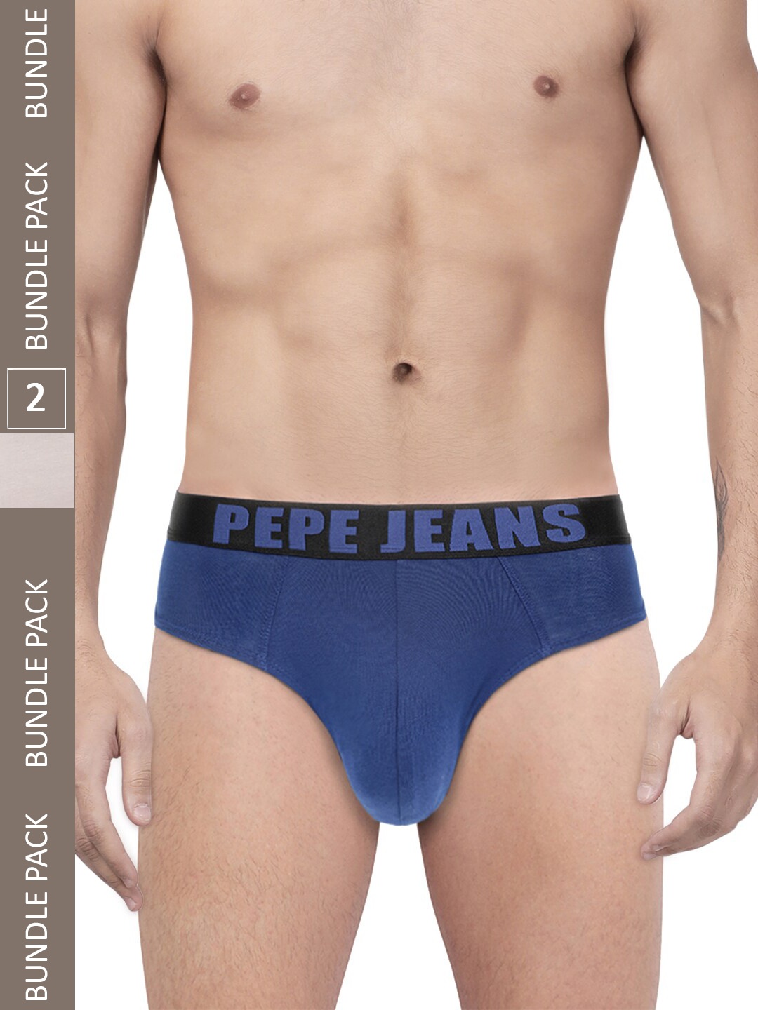 

Pepe Jeans Pack Of 2 Printed Cotton Anti-Microbial Basic Briefs 8904311371458, Blue