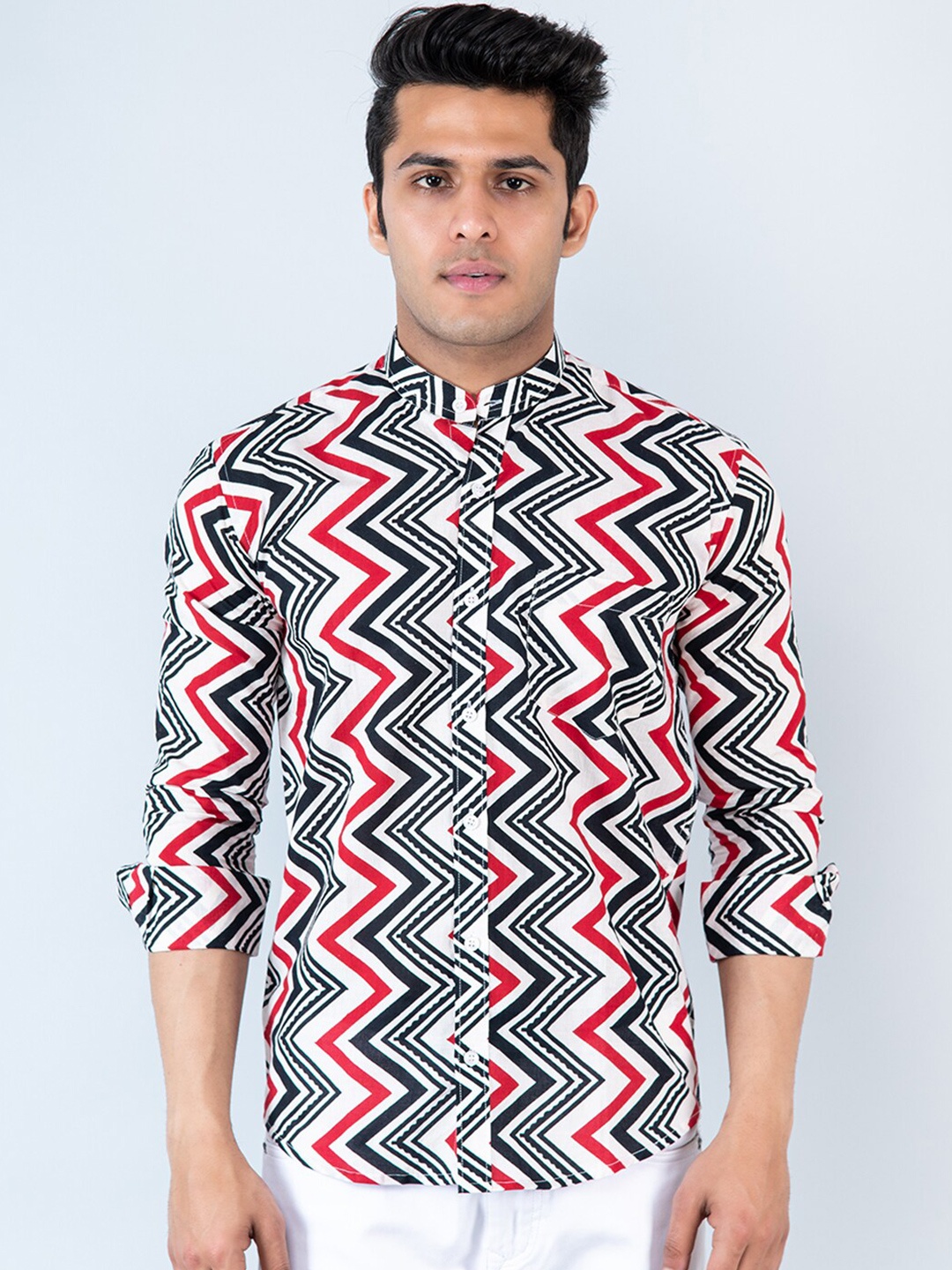 

Tistabene Chevron Printed Cotton Casual Shirt, Red