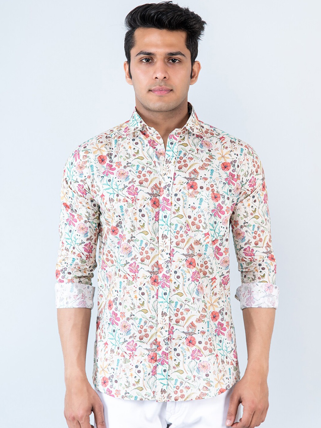 

Tistabene Men Comfort Floral Printed Casual Shirt, Off white