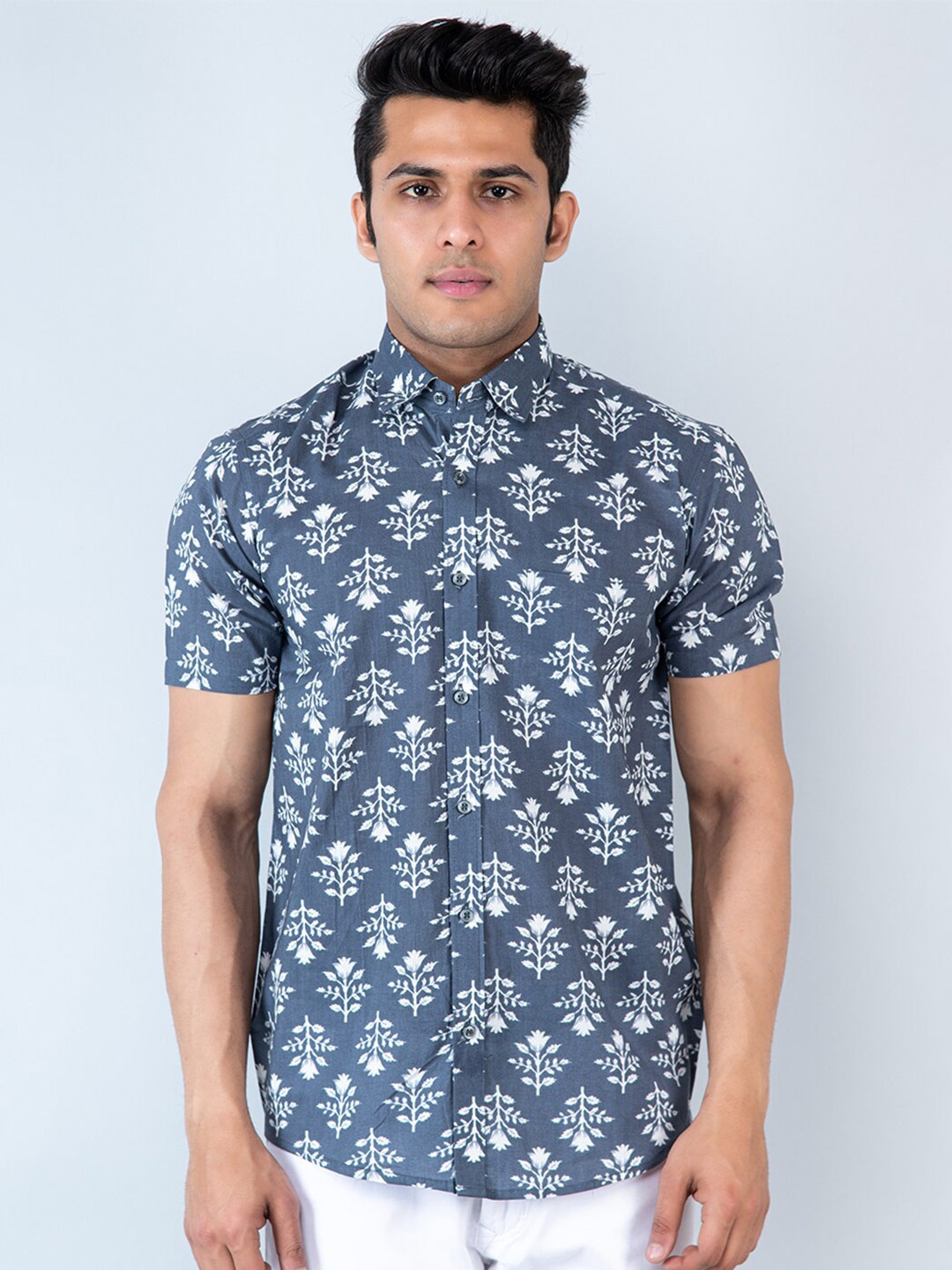 

Tistabene Comfort Fit Floral Printed Casual Shirt, Grey