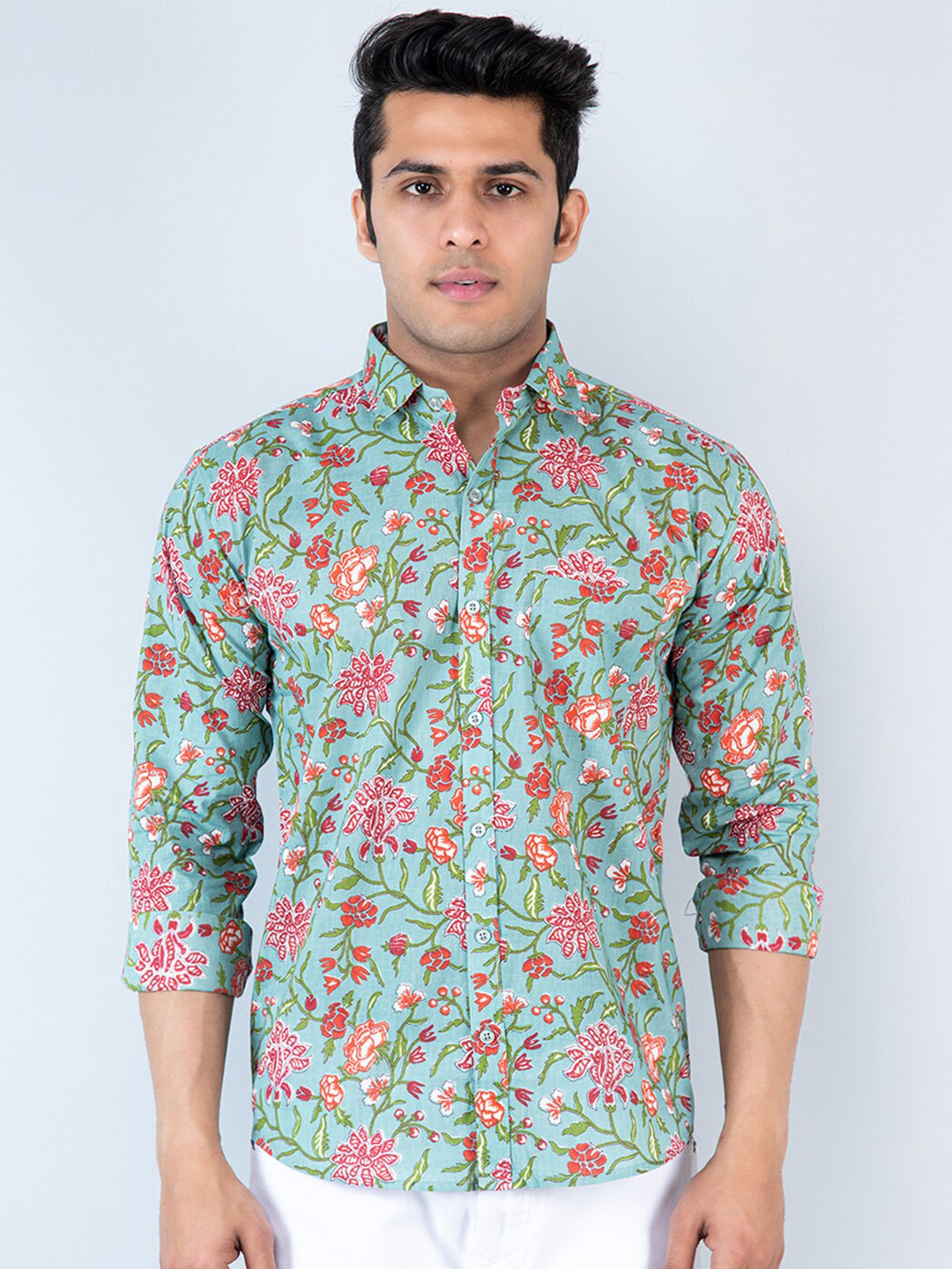 

Tistabene Comfort Floral Printed Cotton Casual Shirt, Green