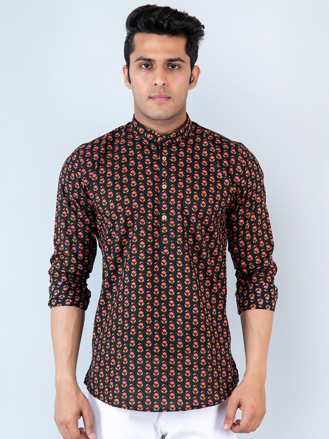 

Tistabene Comfort Floral Printed Cotton Casual Shirt, Black