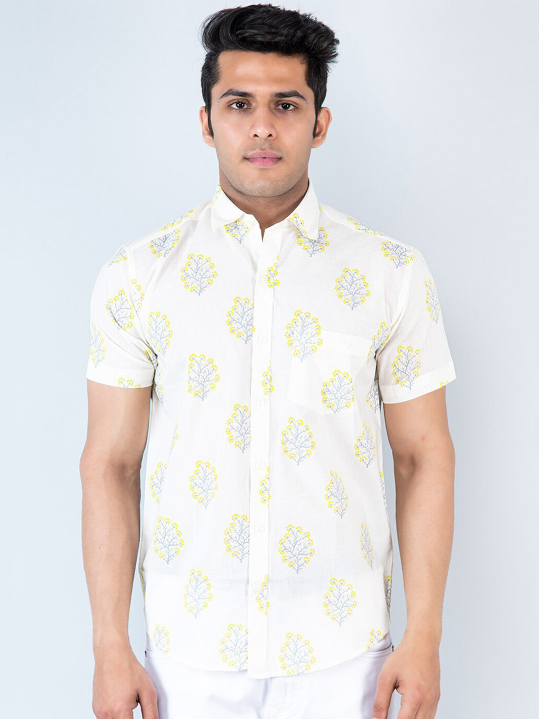

Tistabene Floral Printed Cotton Casual Shirt, White