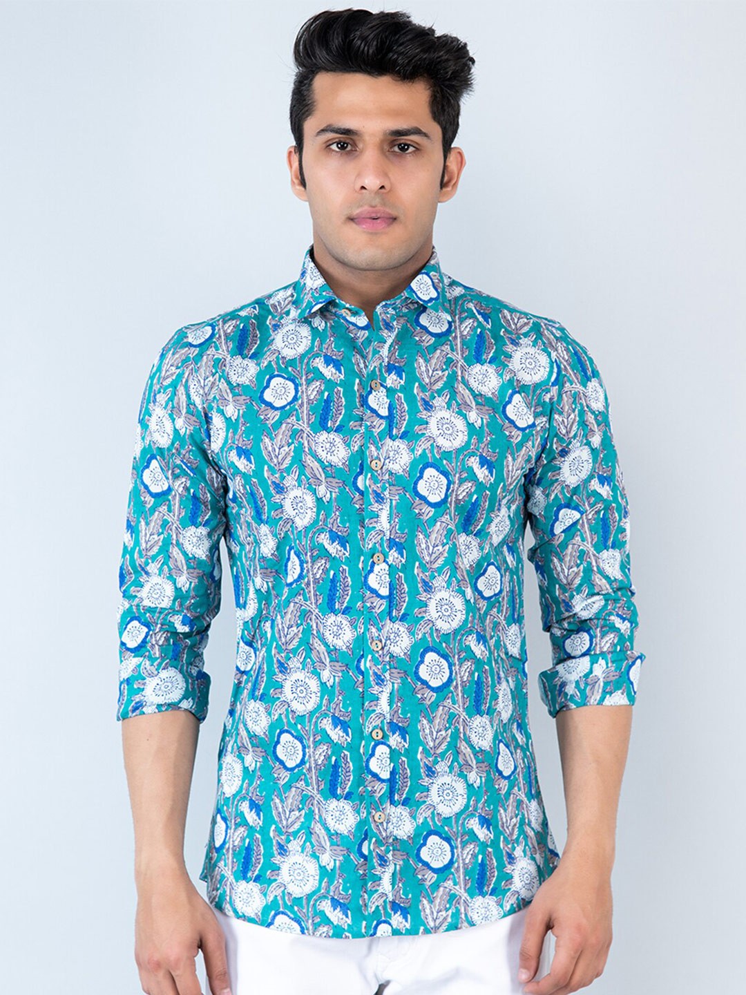 

Tistabene Men Comfort Printed Cotton Casual Shirt, Blue