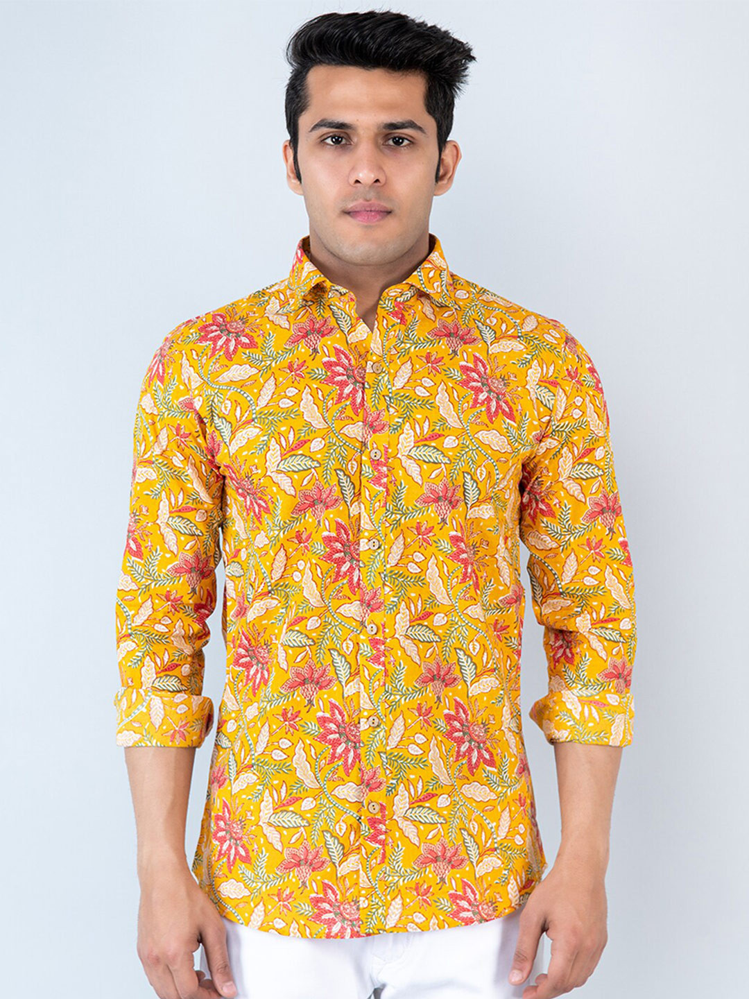 

Tistabene Comfort Floral Printed Cotton Casual Shirt, Yellow