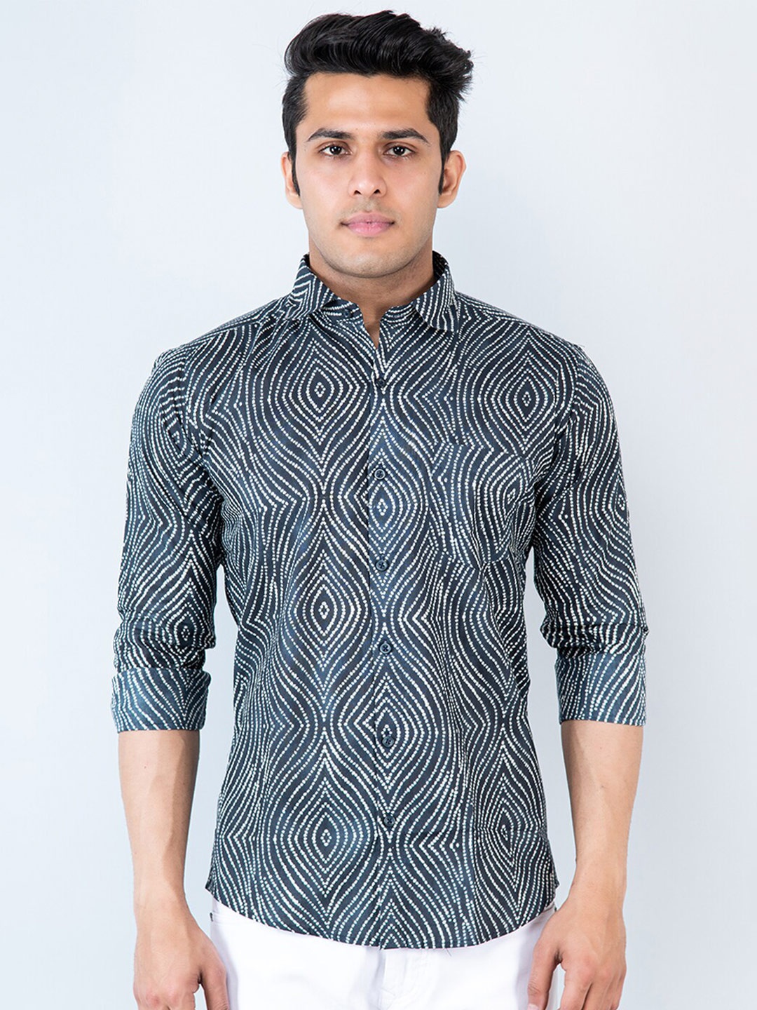 

Tistabene Ethnic Motifs Printed Cotton Casual Shirt, Black