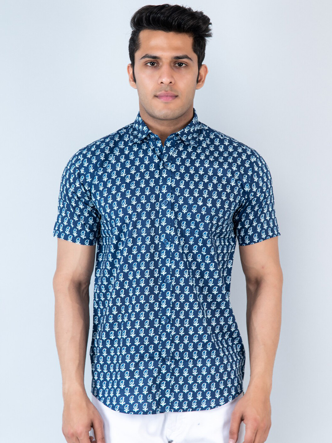 

Tistabene Men Comfort Printed Casual Shirt, Blue