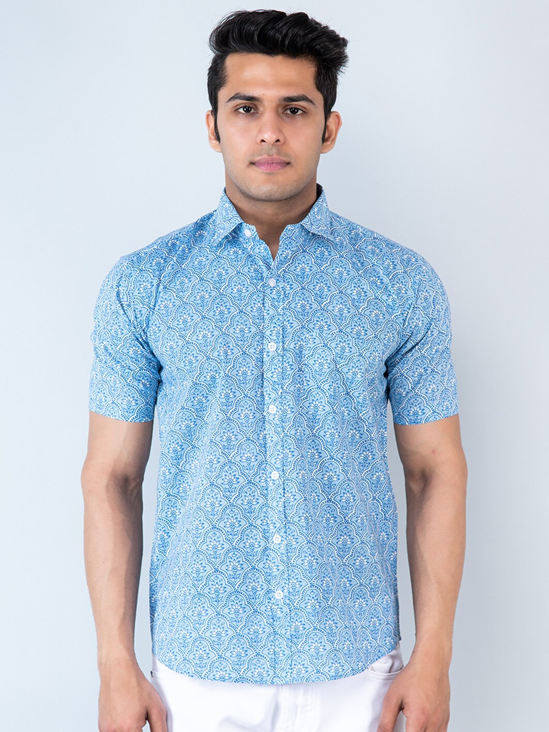 

Tistabene Floral Printed Comfort Fit Cotton Casual Shirt, Blue
