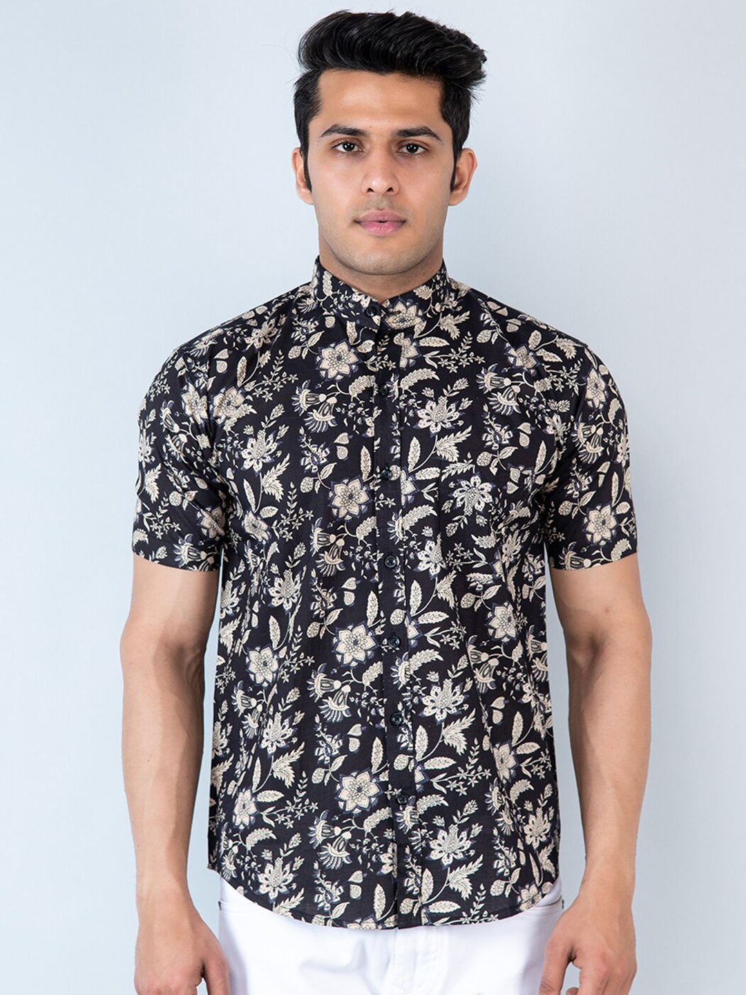 

Tistabene Comfort Slim Fit Floral Printed Cotton Casual Shirt, Black