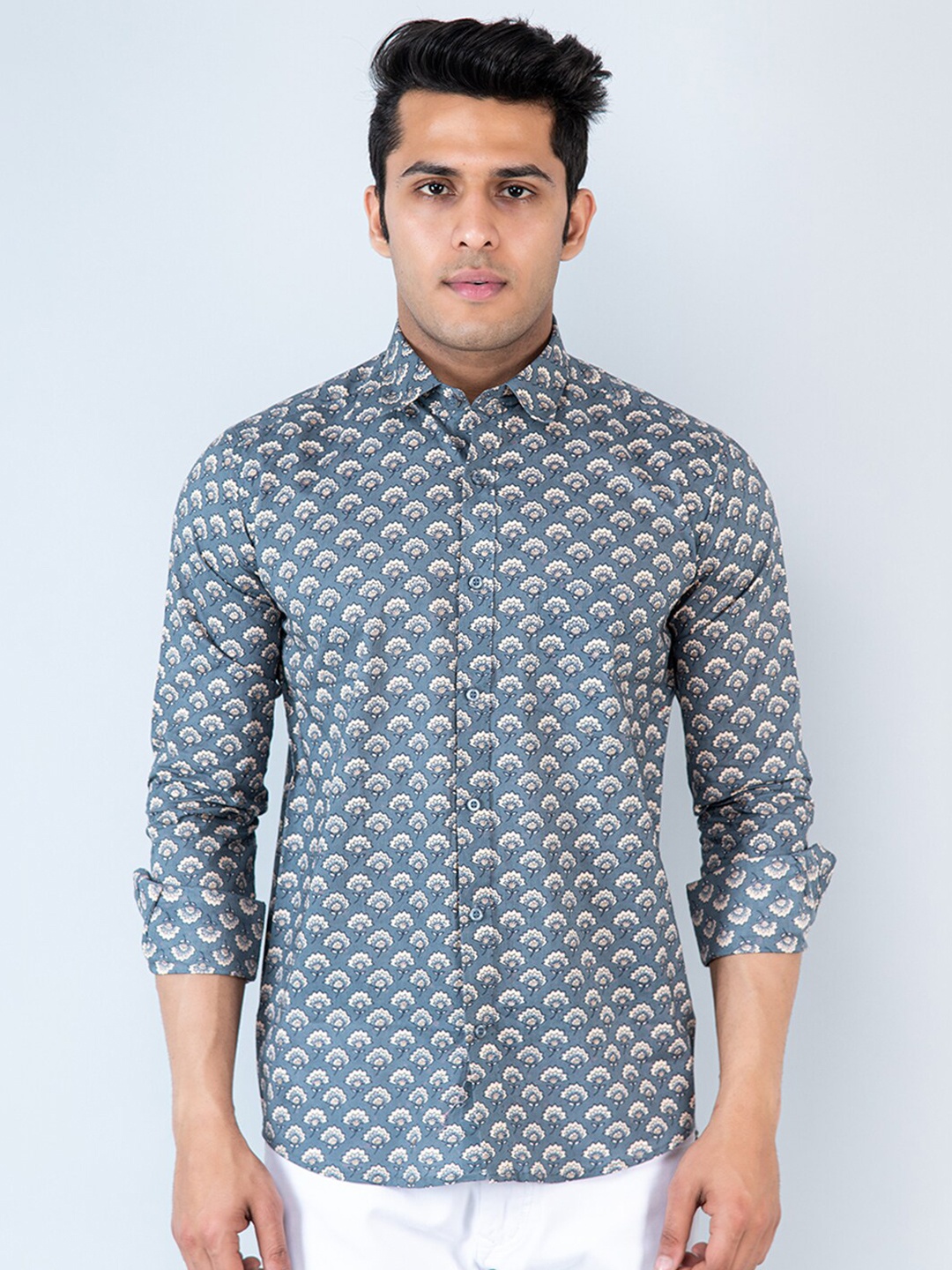 

Tistabene Comfort Floral Printed Casual Cotton Shirt, Grey