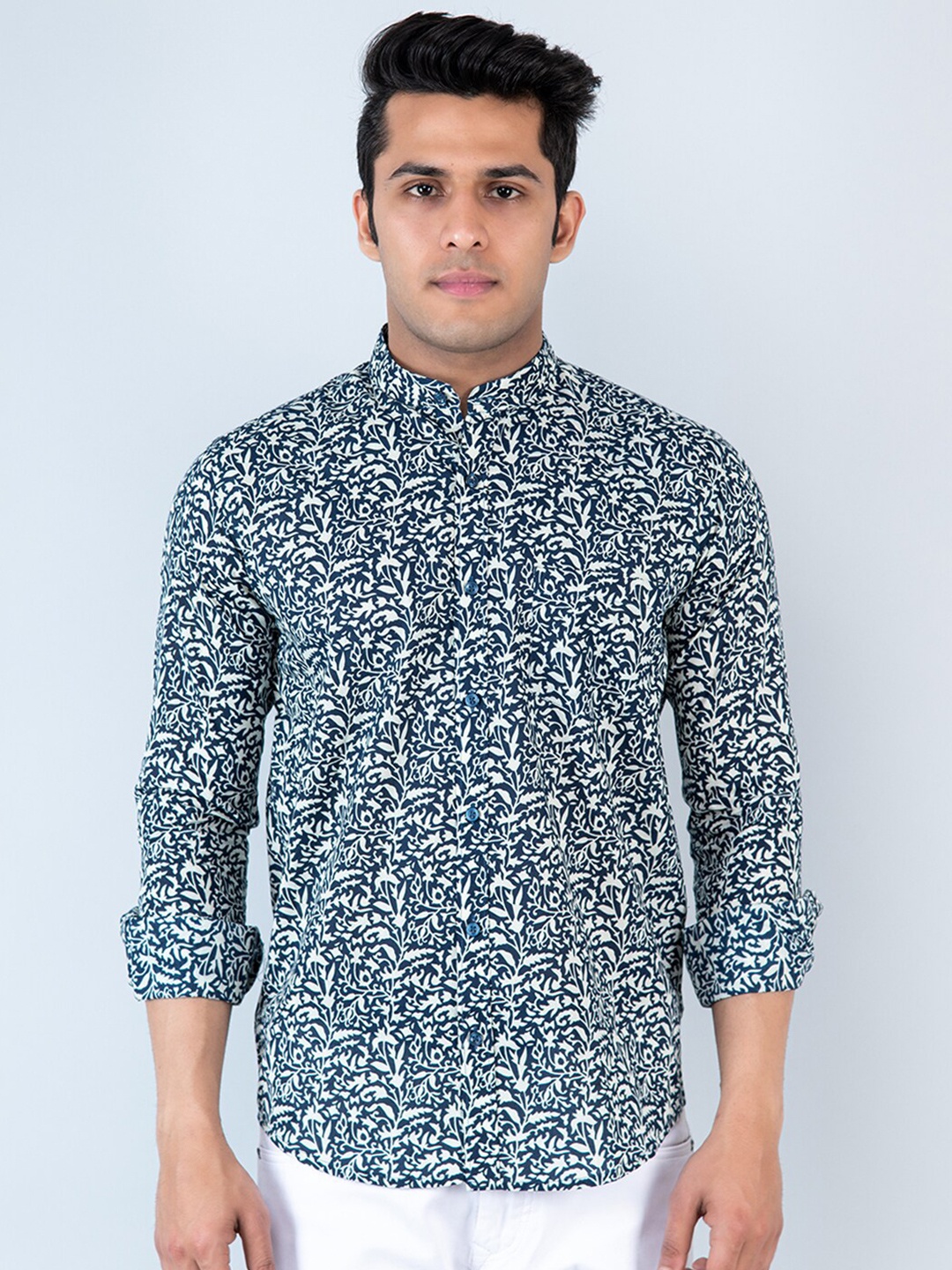 

Tistabene Comfort Spread Collar Floral Printed Cotton Casual Shirt, Teal