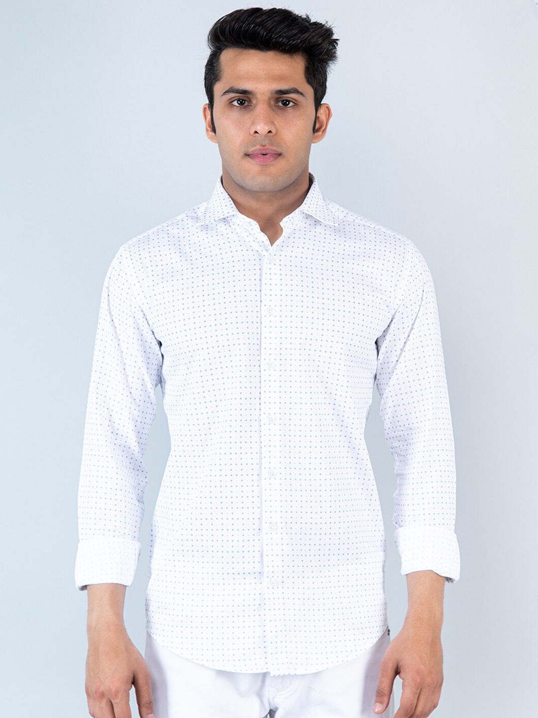 

Tistabene Comfort Geometric Printed Cotton Casual Shirt, White