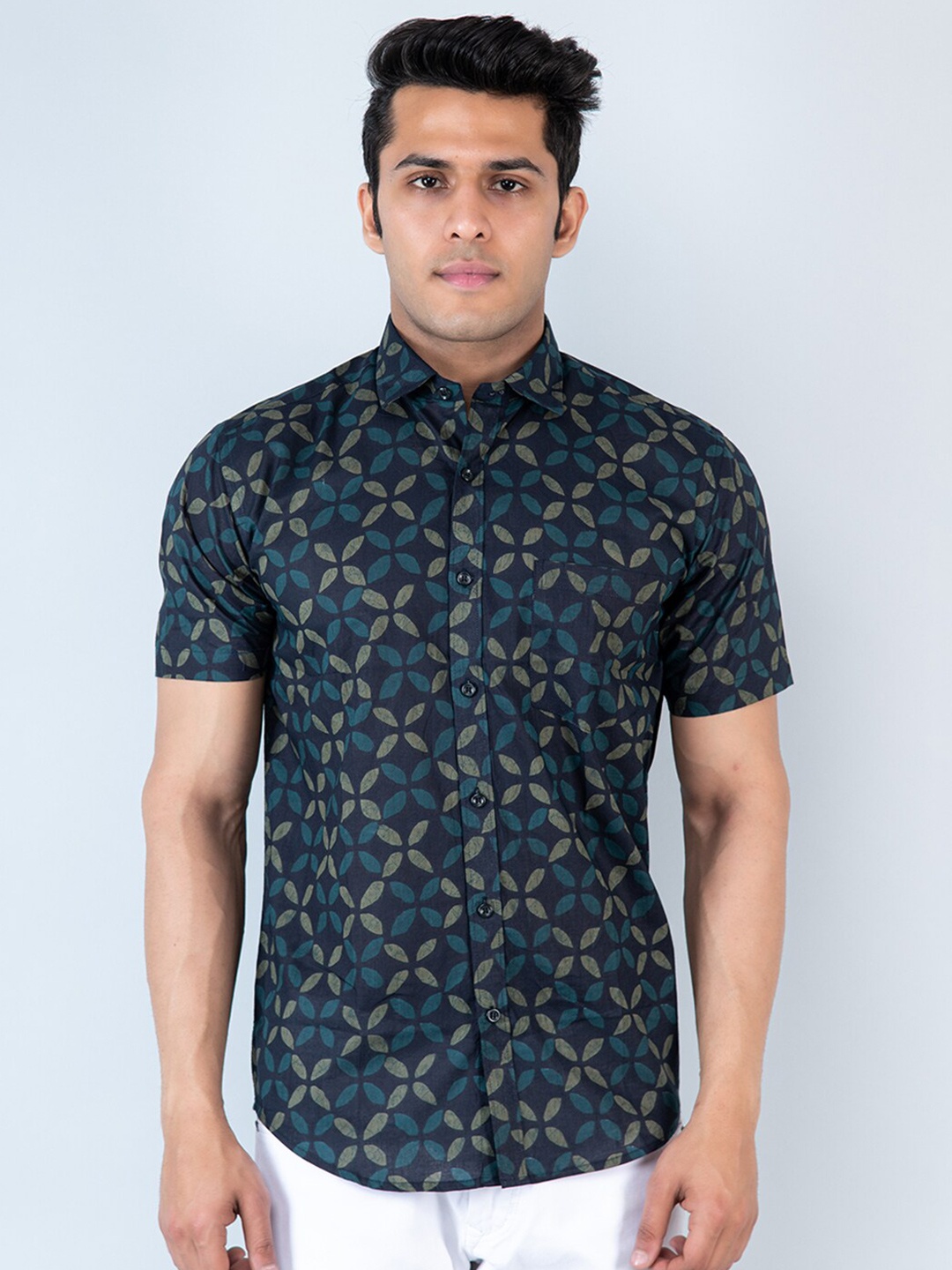 

Tistabene Comfort Floral Printed Cotton Casual Shirt, Blue