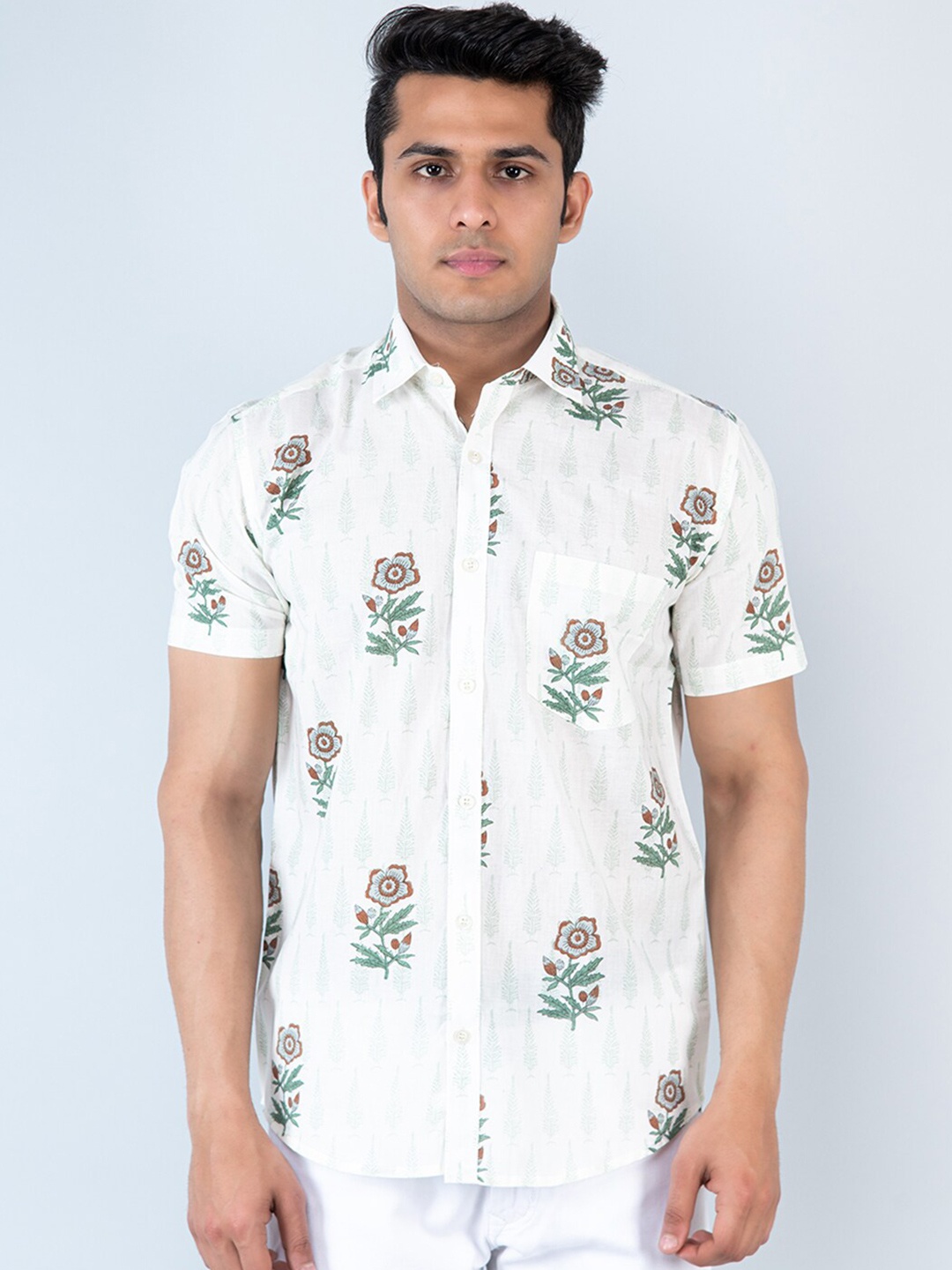 

Tistabene Floral Printed Cotton Casual Shirt, White