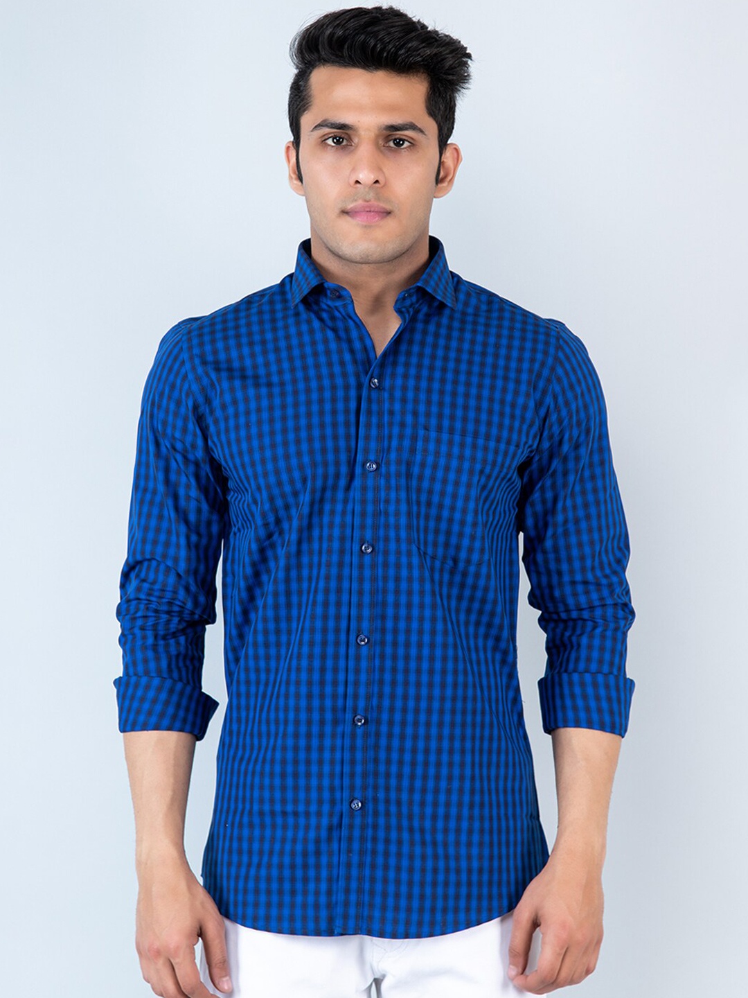 

Tistabene Comfort Buffalo Checks Checked Cotton Casual Shirt, Blue