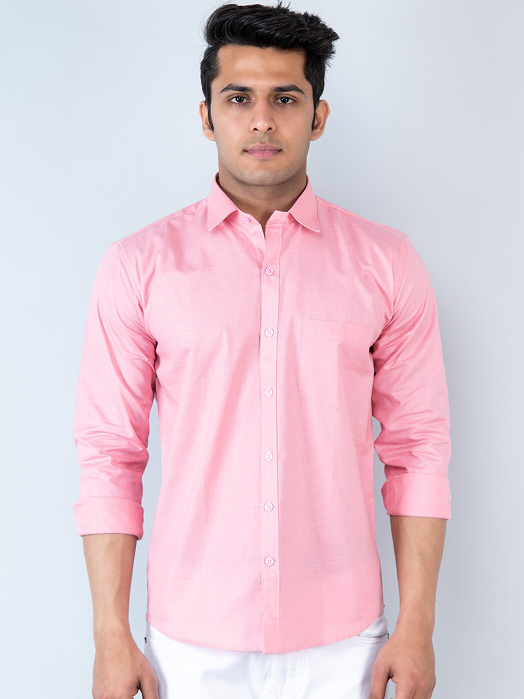 

Tistabene Spread Collar Linen Casual Shirt, Pink
