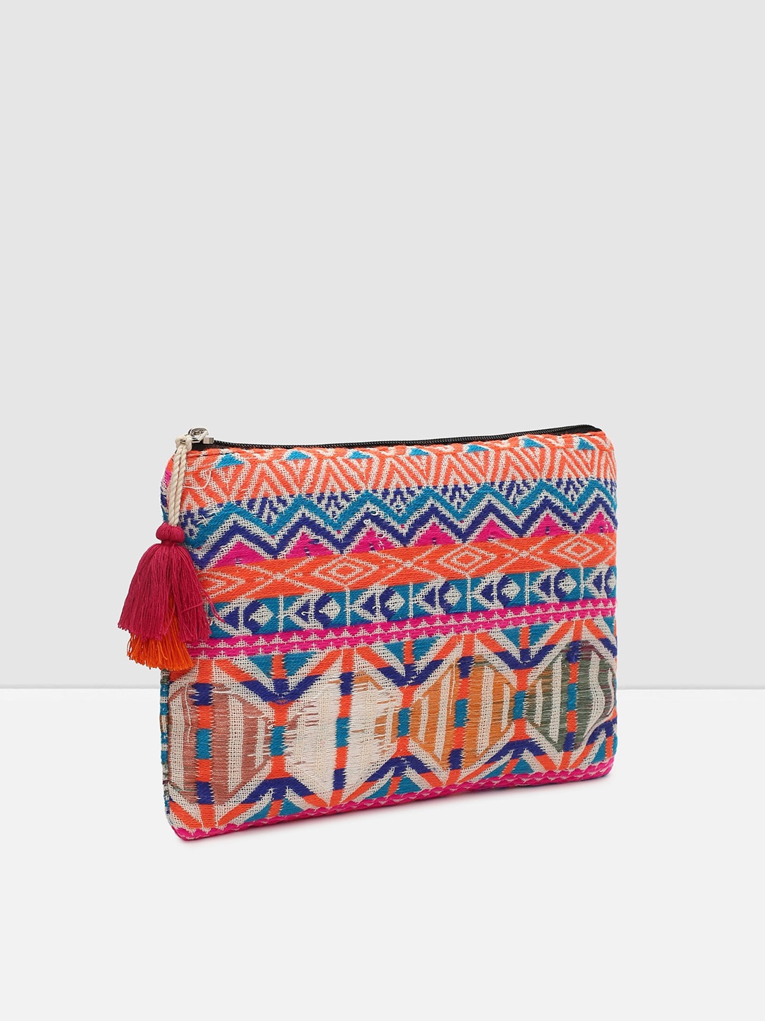 

max Women Printed Cotton Makeup Travel Pouch, Orange
