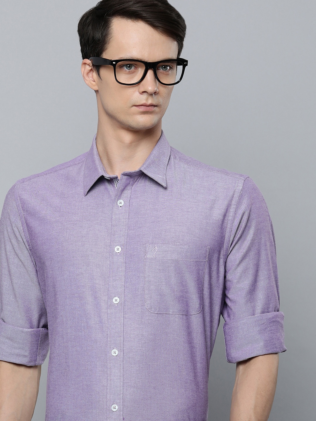 

Indian Terrain Men Solid Chiseled Slim Fit Formal Shirt, Lavender