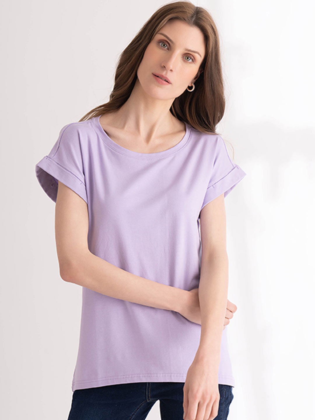 

B.Copenhagen Solid Extended Sleeves T-shirt, Purple