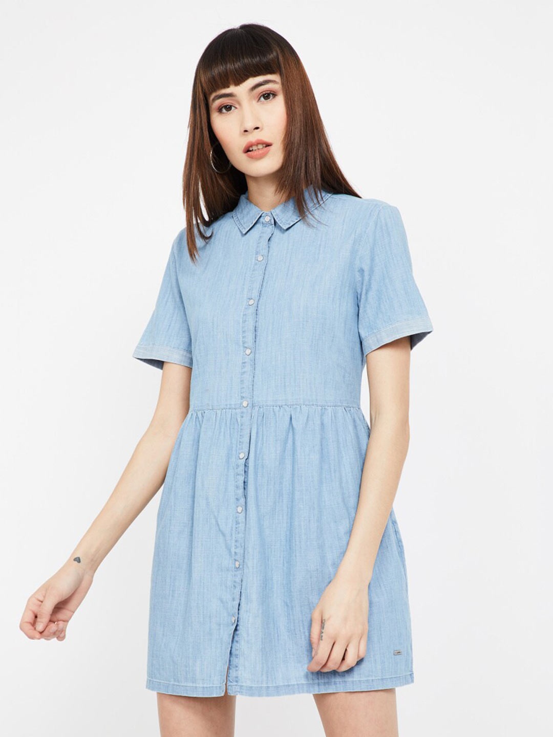 

Xpose Denim Shirt Mini Dress, Blue