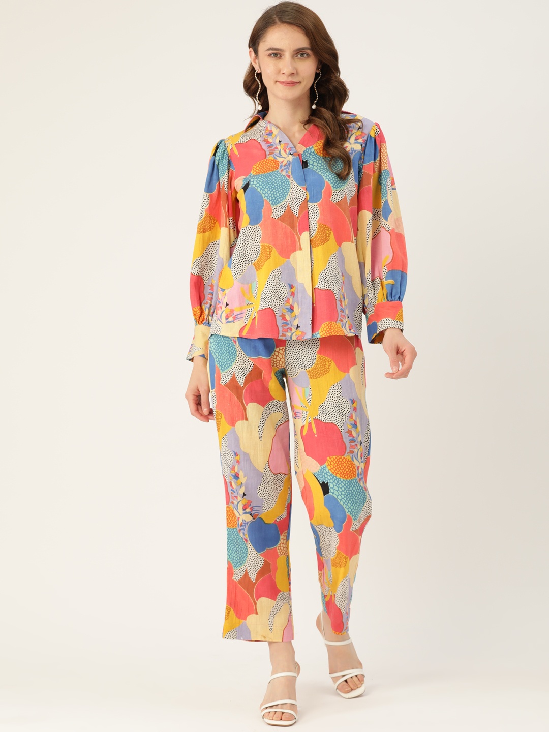 

MISRI Printed Pure Cotton Shirt With Palazzos, Multi