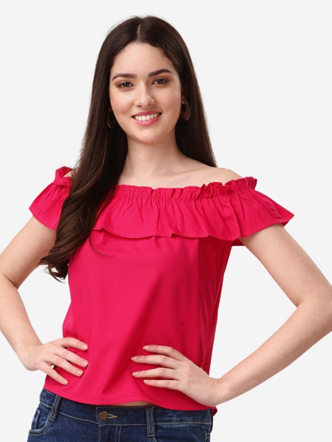 

Fashfun Off-Shoulder Crepe Top, Pink