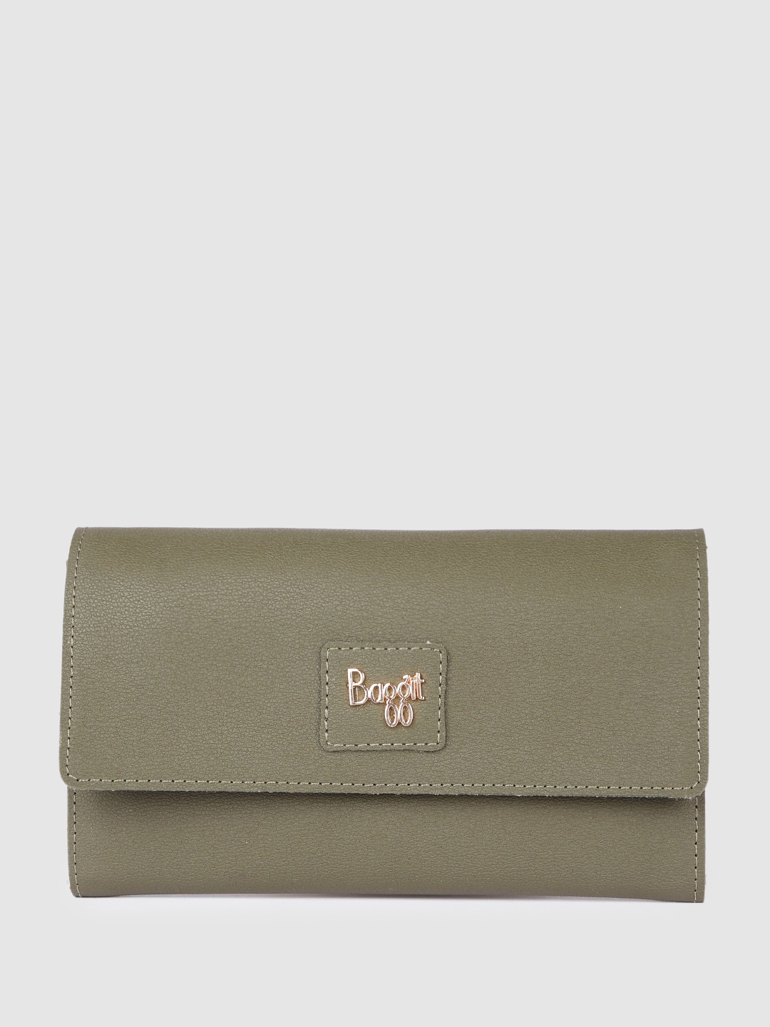 

Baggit Women Solid PU Envelope Wallet, Olive