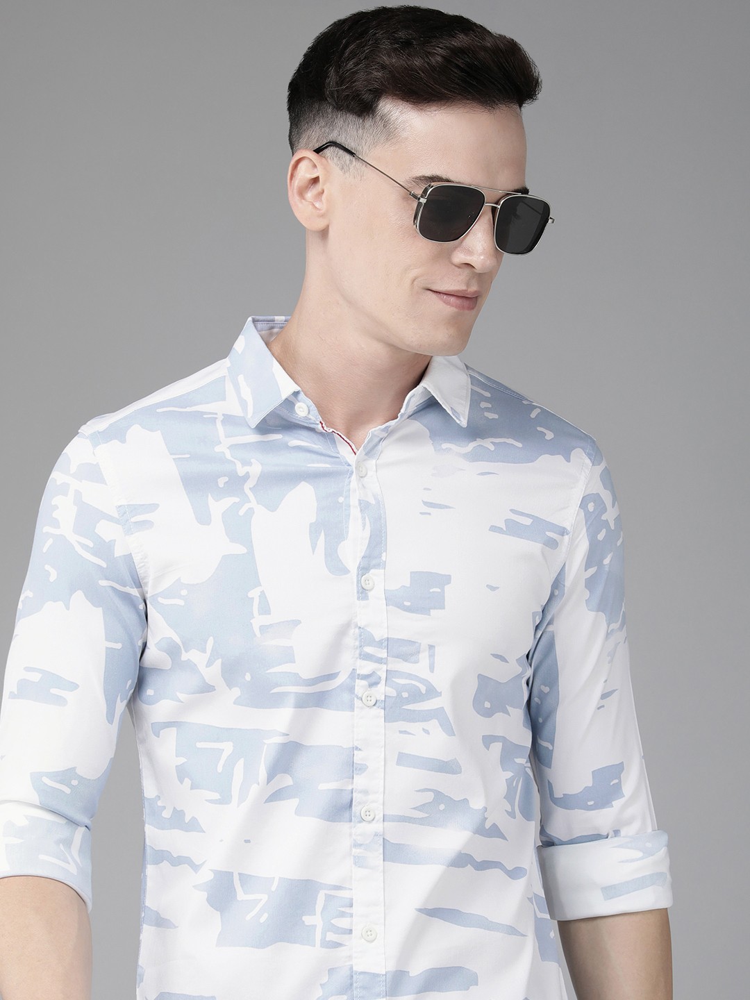 

SPYKAR Men Slim Fit Abstract Printed Casual Shirt, White