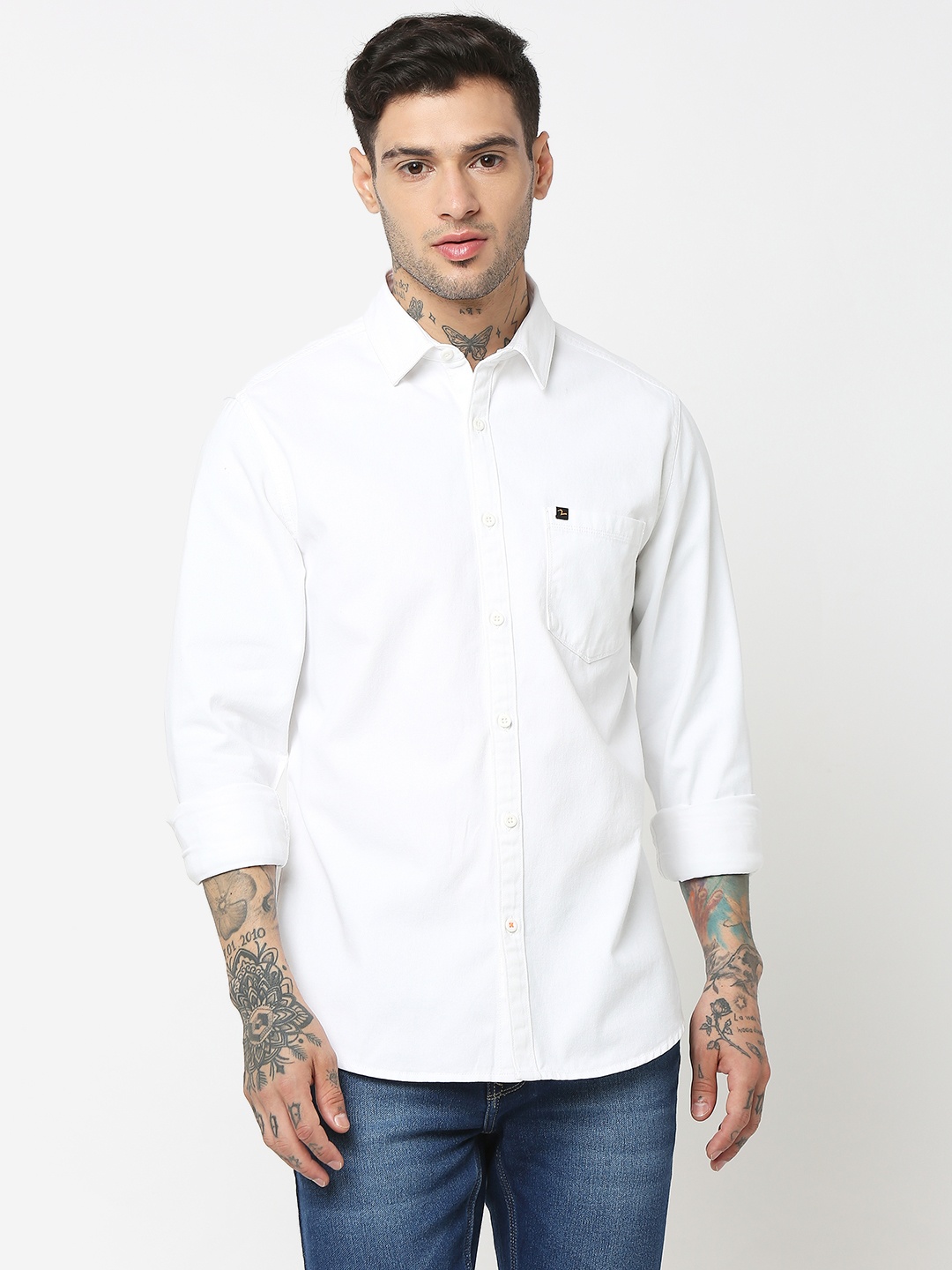 

SPYKAR Pure Cotton Slim Fit Casual Shirt, White