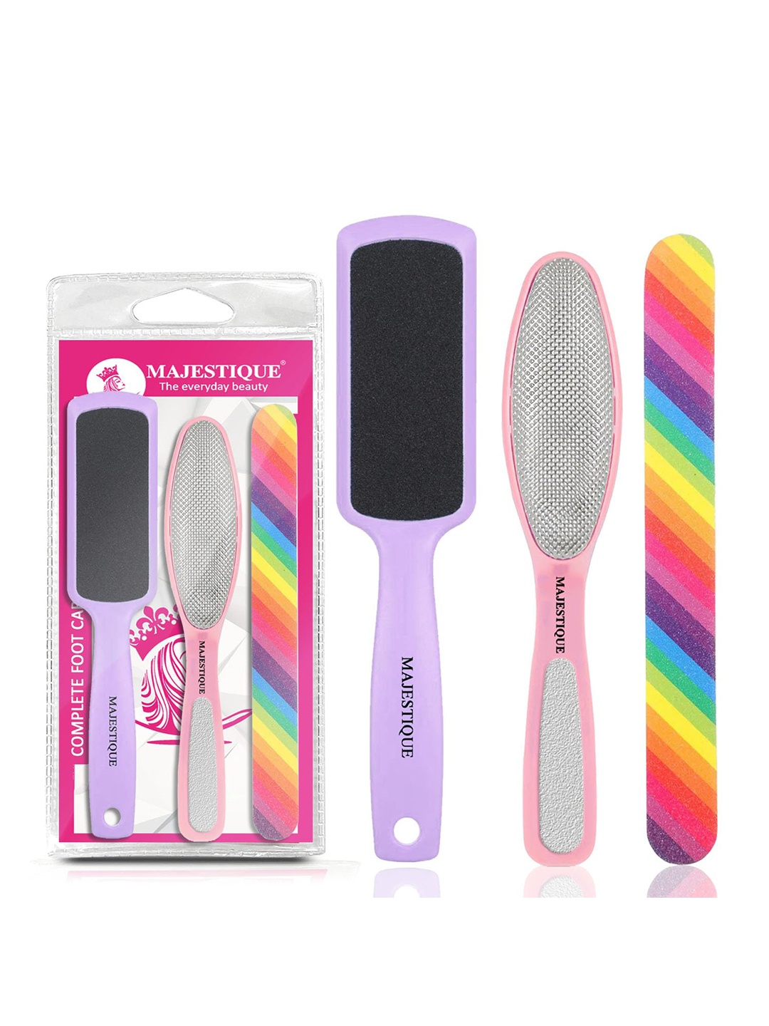 

MAJESTIQUE 2 In1 Plate Foot Scrubber & Emery Board Nail Filer, Multi