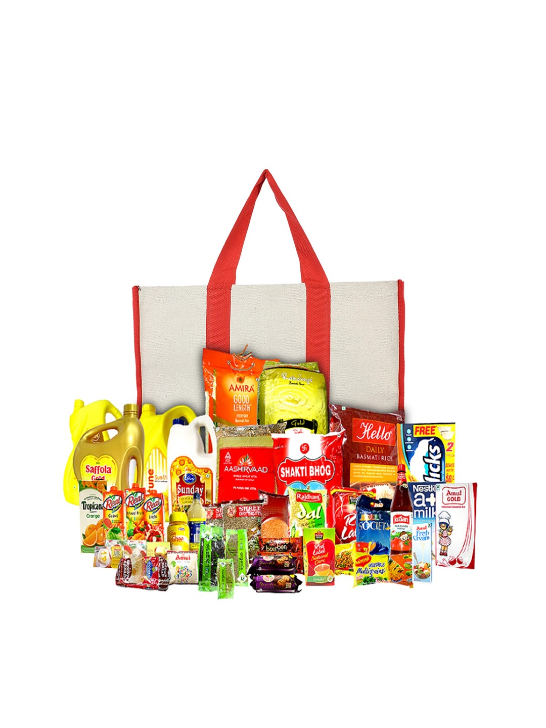 

Kuber Industries Set of 2 Oversized Shopper Canvas Tote Bags, Red
