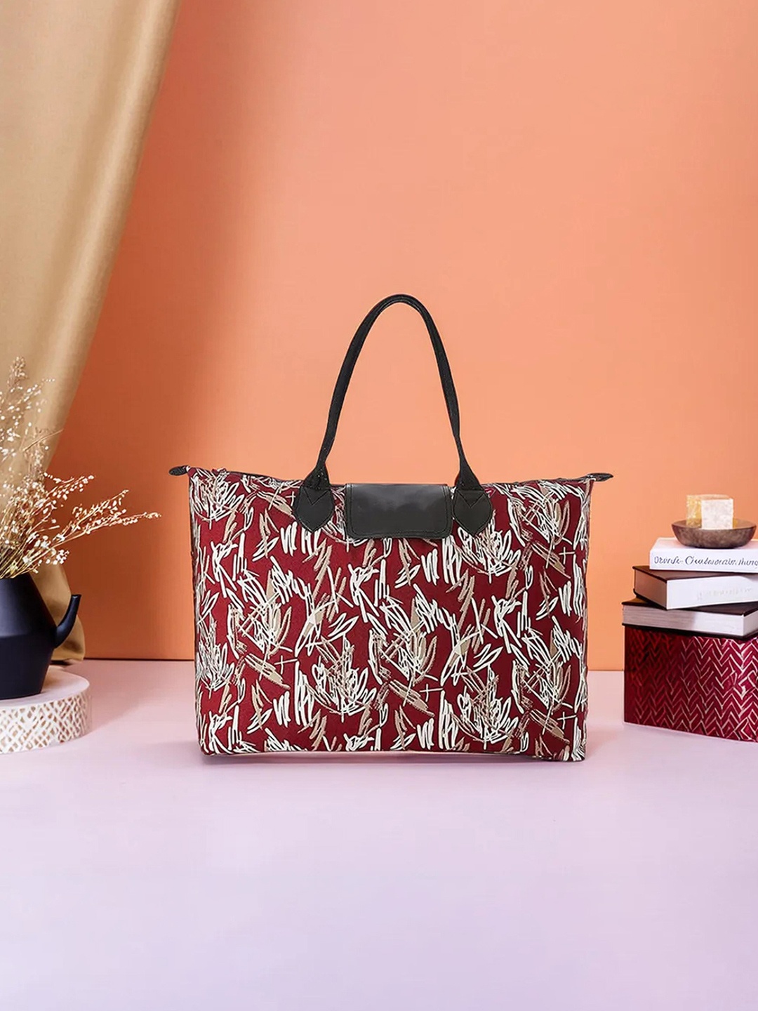 

Kuber Industries Leather Oversized Shopper Tote Bag, Maroon