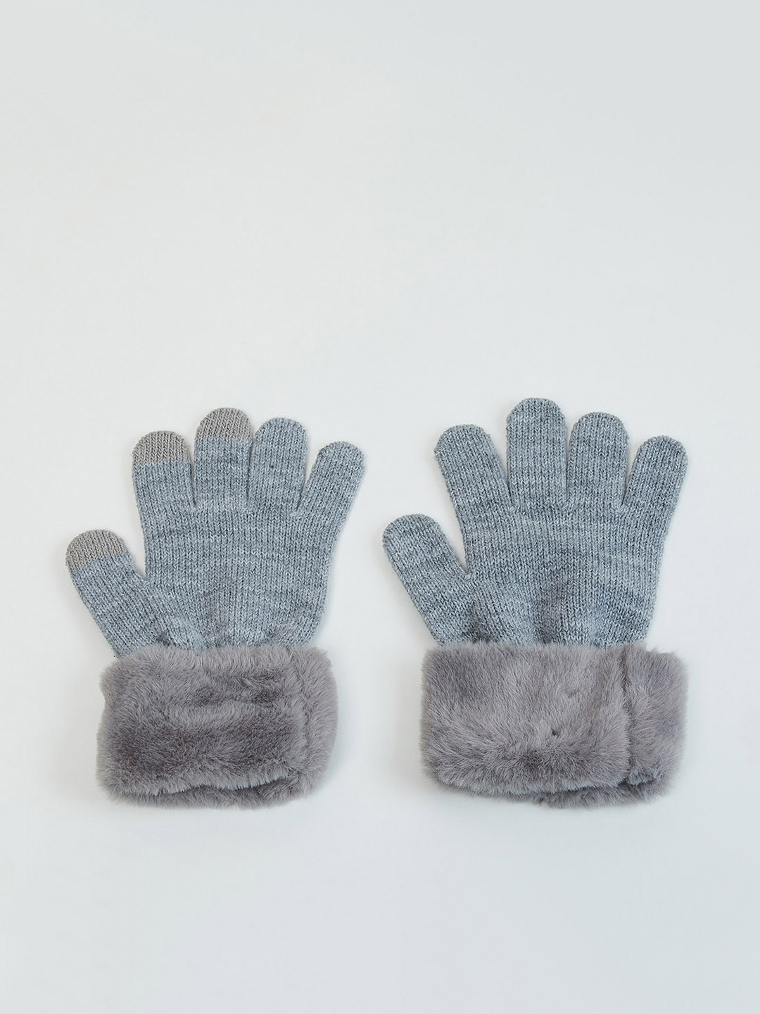 

max Women Set Of 2 Knitted Winter Hand Gloves, Grey