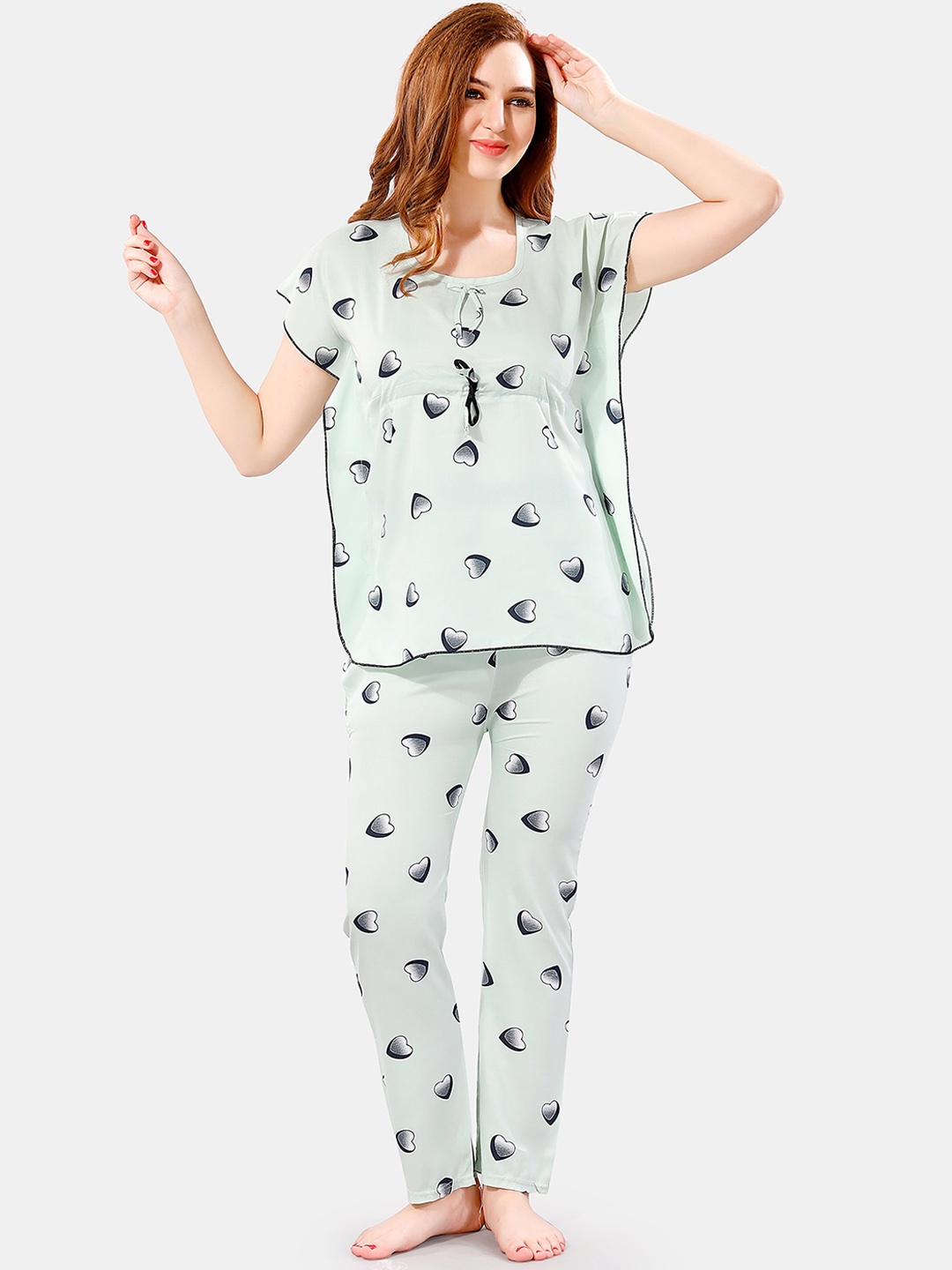 

Be You Conversational Printed Night Suit, Green