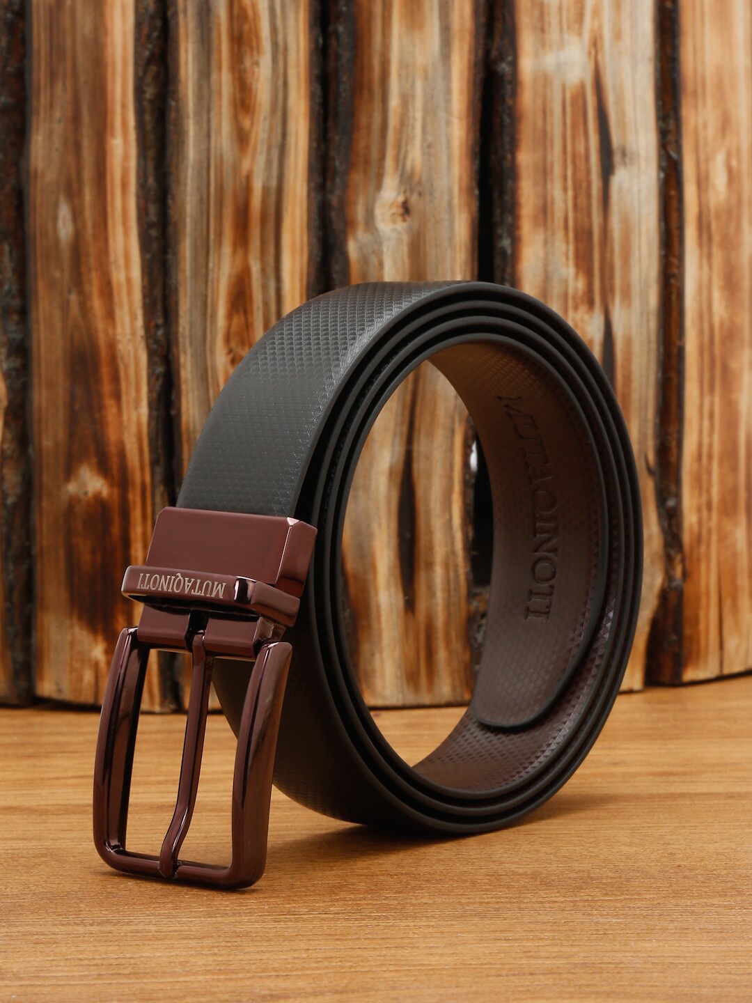 

MUTAQINOTI Men Reversible Leather Formal Belt, Black